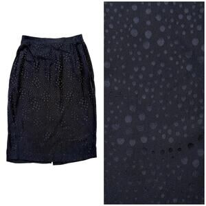 VTG 100% Silk Polka Dot Midi Slip Skirt | Classic Minimalist | Black 8 (28")